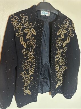 Vintage 1950’s black beaded cardigan